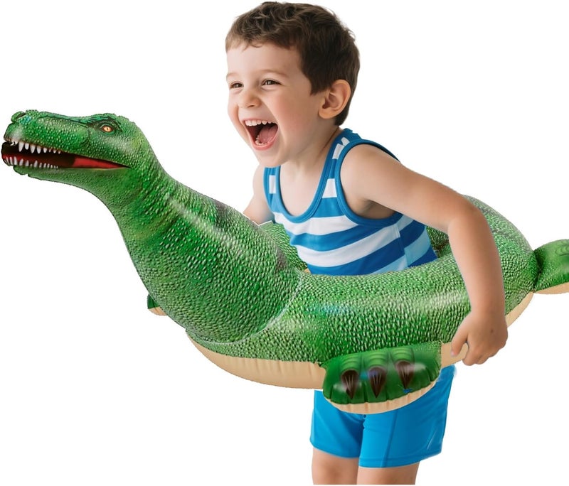 HOHQB Lifelike Inflatable Dinosaur Pool Floats Kids, Swimming Pool Ring ，Kids Pool Toys for Toddlers Ages 3-12 Boys Girls - Image 1